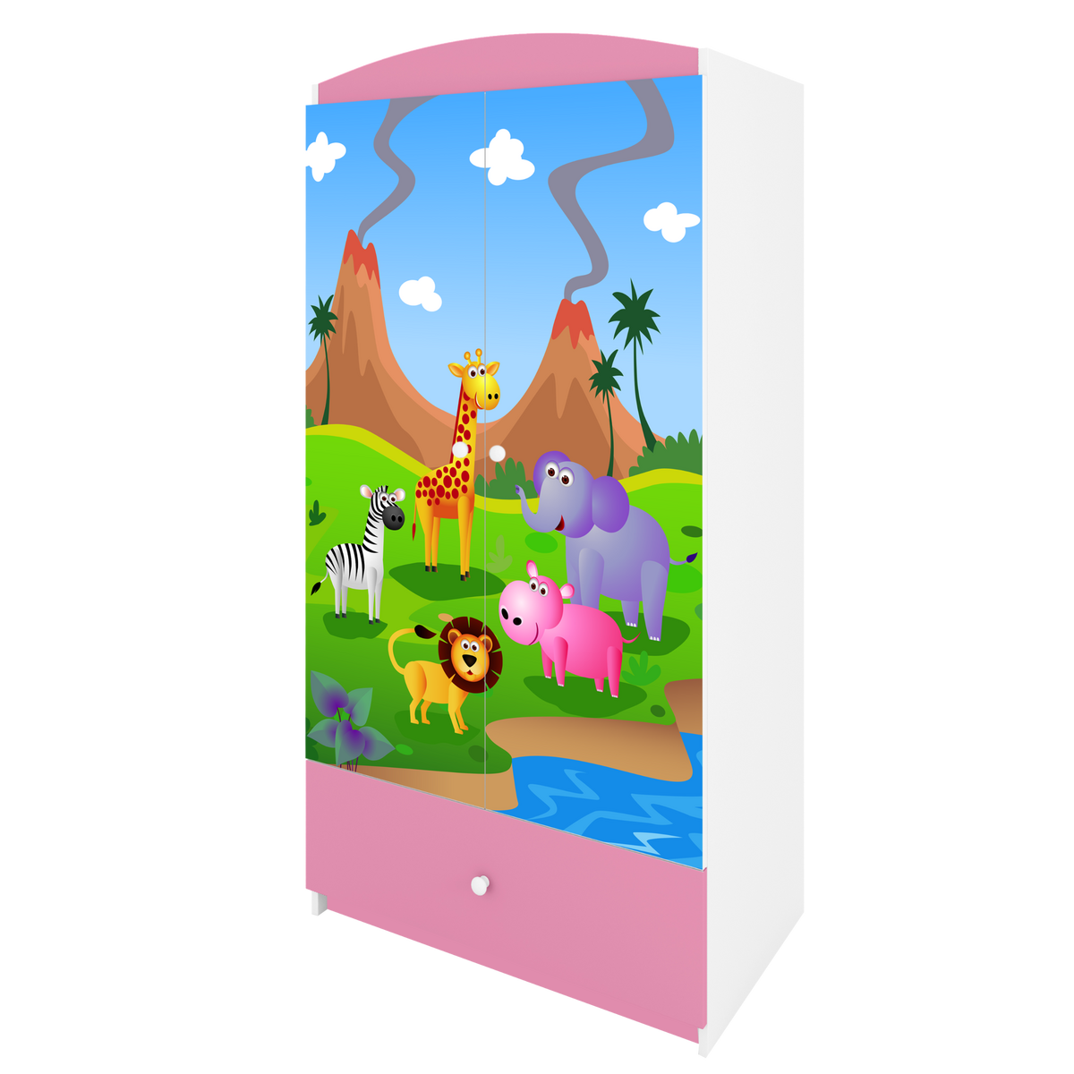 KINDERKLEIDERSCHRANK Safari - Hellrosa, Holzwerkstoff (90/175/52cm) - RAUMHIRSCH FURNITURE