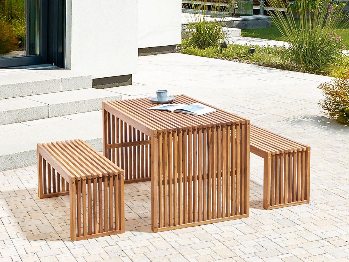GARTENBANK Akazienholz Braun Bellano - Hellbraun, Holz (105/43/35cm) - Beliani