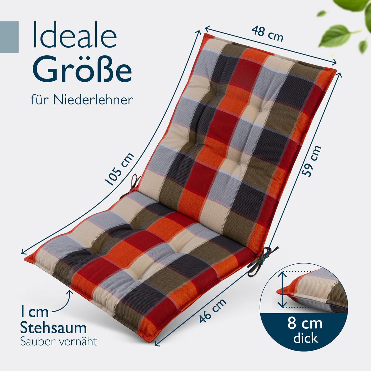 NIEDERLEHNER Sun-NL 105x50x8cm Orange-Beige-Kariert (4tlg) - Orange, Textil (50/100cm) - Beautissu 