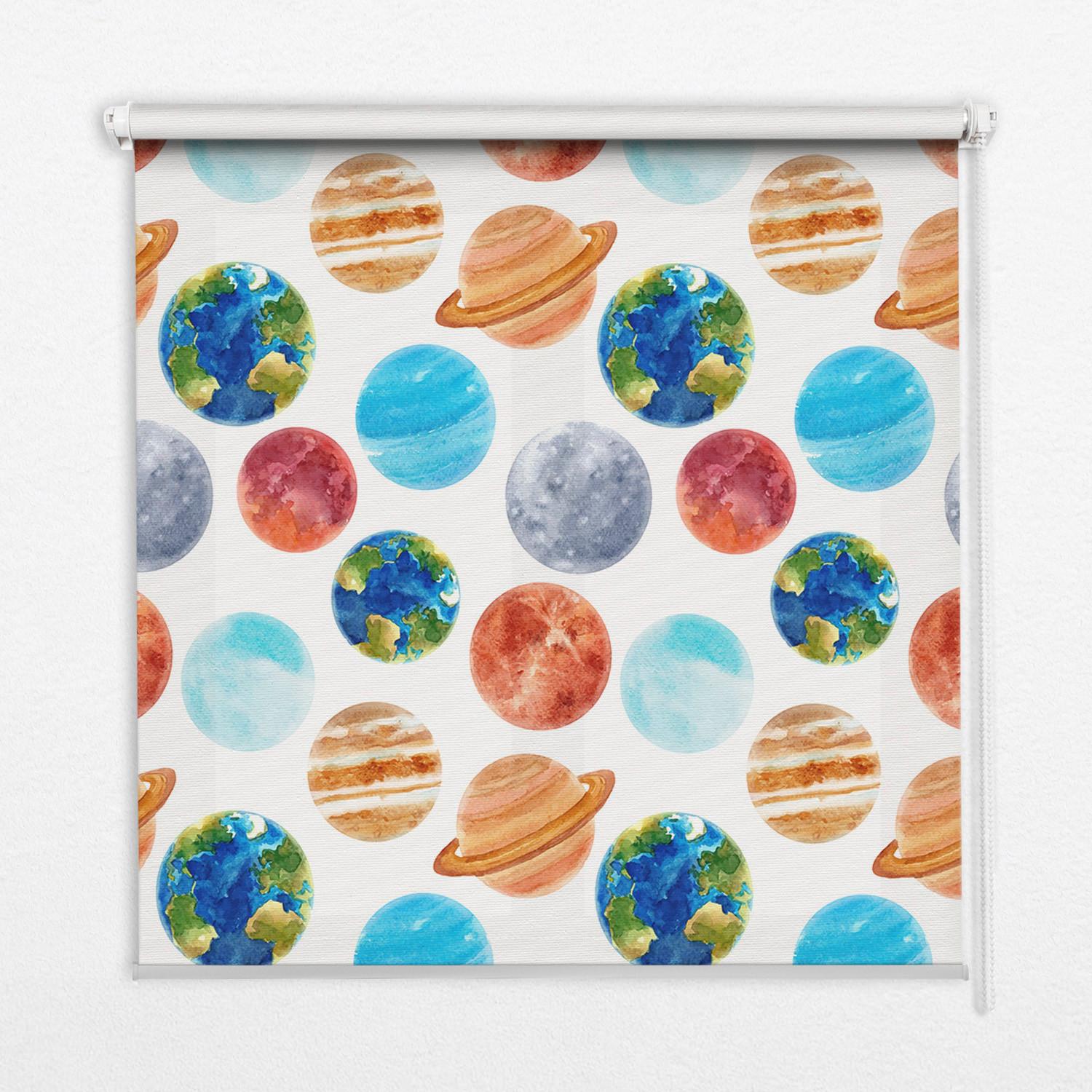 INNENROLLO - Fensterrollo - Rollo - 130x140 cm - Planeten - Orange, Kunststoff (130/140/0.5cm) - TULUP