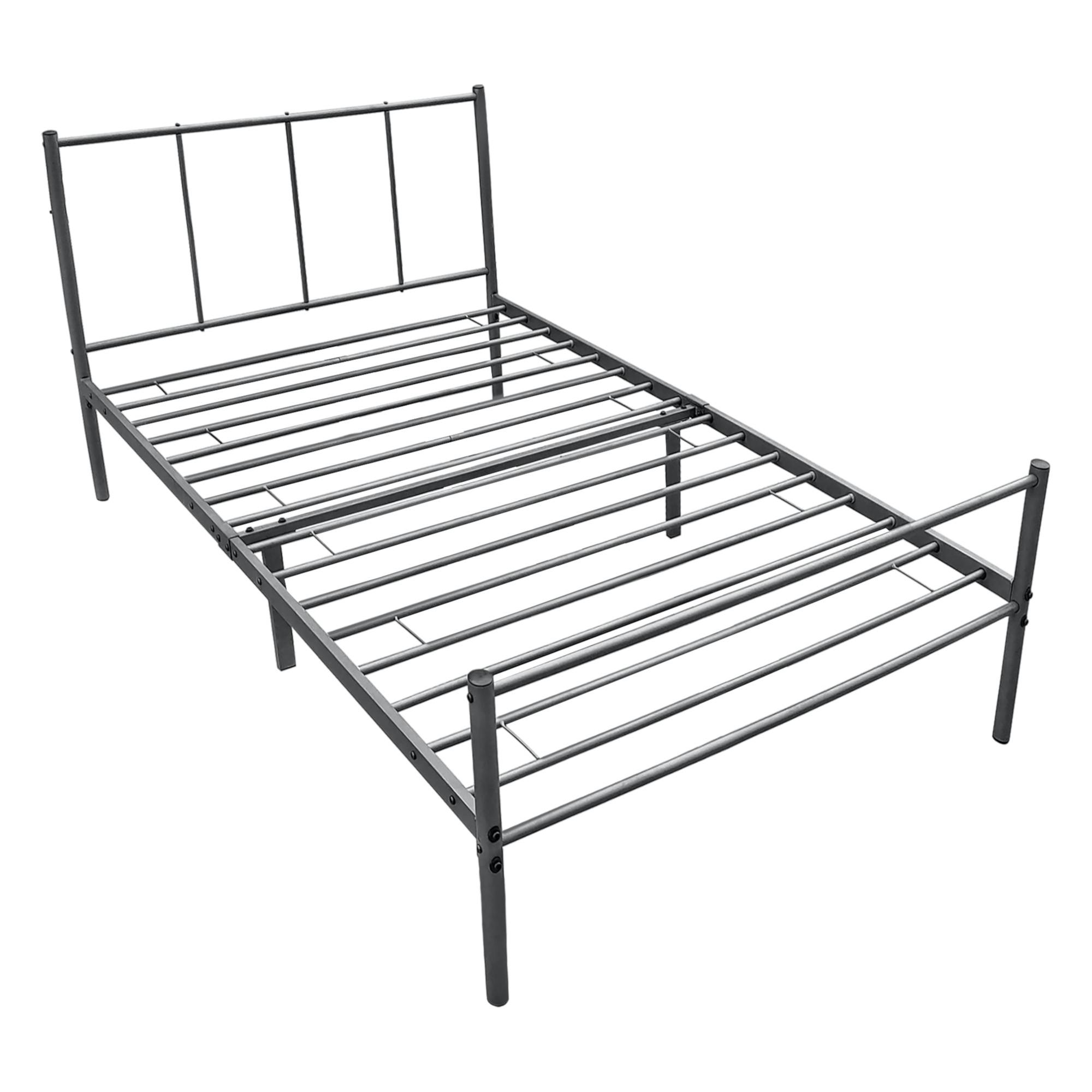 METALLBETT Laos - Dunkelgrau, Metall (90/200cm) - [en.casa]