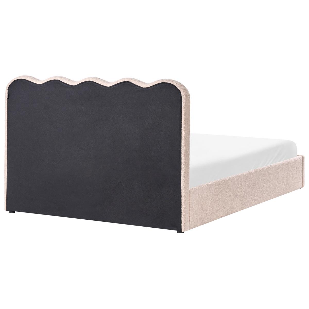 BETT mit Stauraum 160/200 Bouclé Beige Nanterre - Beige, Textil (160/200cm) - Beliani