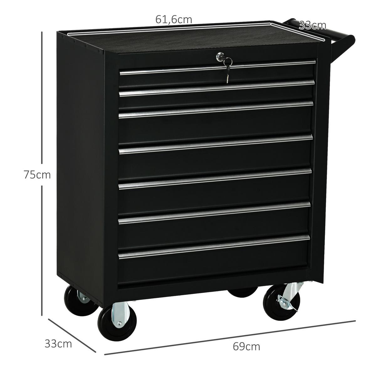 WERKSTATTWAGEN Stahl Schwarz - Schwarz, Metall (33/75/69cm) - DURHAND