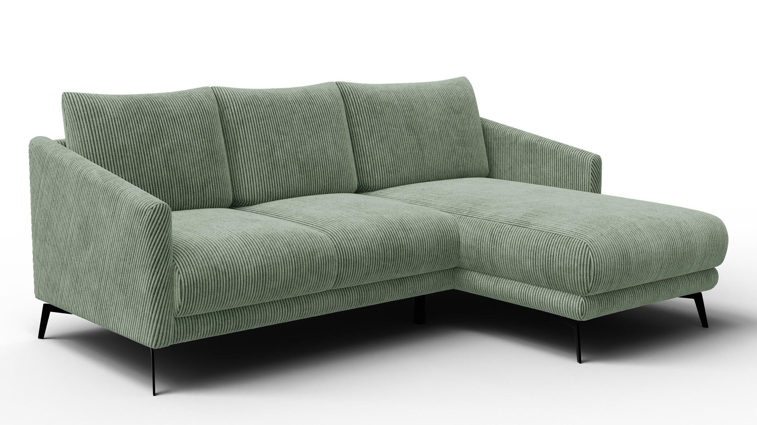 ECKSOFA VILT 3-Sitzer, mint - Schwarz/Mintgrün, Holzwerkstoff/Textil (221/156cm) - Wozimo