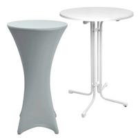 STEHTISCH Sylt Ø 80cm Weiß mit Stella Stehtischhusse Ø 80cm Silber - Silberfarben, Kunststoff/Textil (80/80/110cm) - Beautissu 