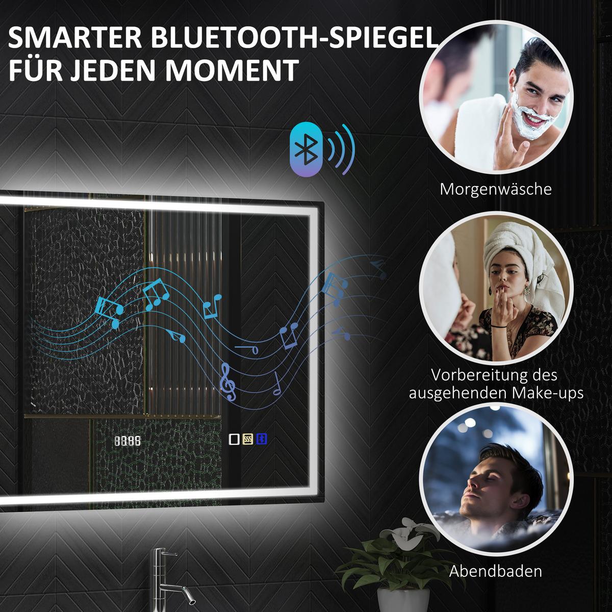 BADSPIEGEL Gehärtetes Glas Silber - Silberfarben, Glas (60/3.5/80cm) - HOMCOM
