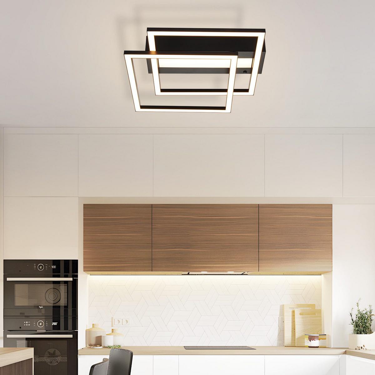 LED-DECKENLEUCHTE Macswain 37/36/7.5cm - Schwarz, Metall (36/37/7.5cm) - Nettlife