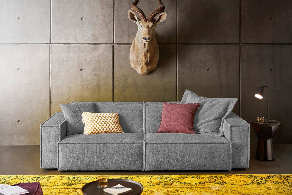 SOFA SAMU Grau Webstoff - Schwarz/Grau, Kunststoff/Textil (236/72/106cm) - KAWOLA