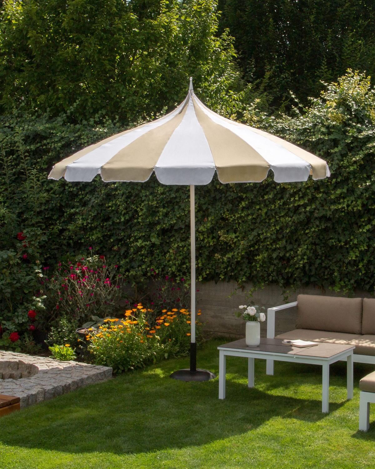 SONNENSCHIRM Beige Minoa - Beige/Weiß, Textil (245/245cm) - Beliani