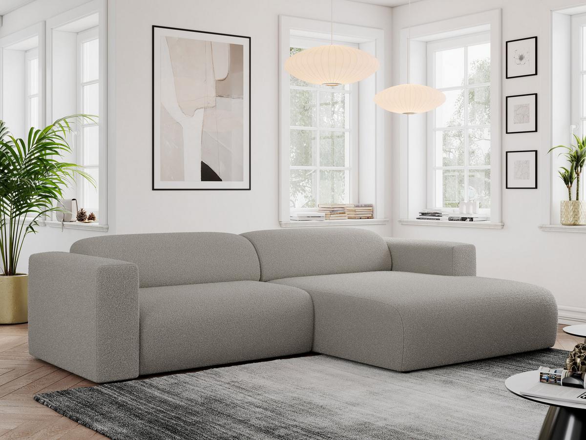 OFERTA WYCOFANA ECKSOFA PASADENA Grau Bouclé Rechts Seite - Schwarz/Grau, Kunststoff/Textil (288/180cm) - MKS
