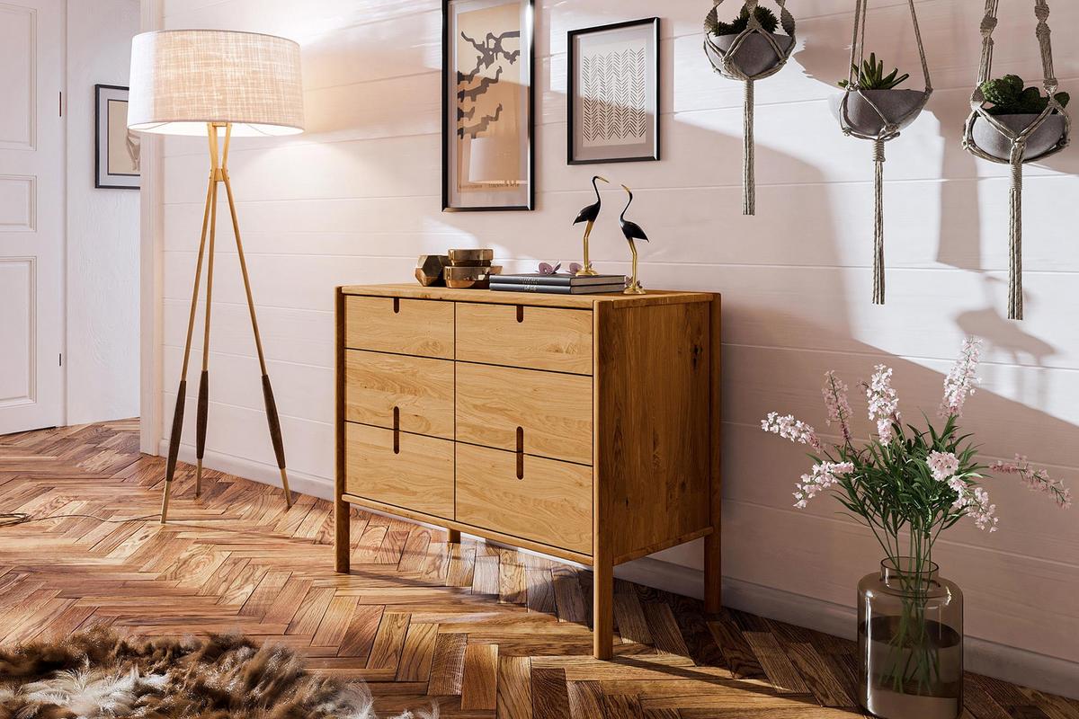 KOMMODE INA Wildeiche - Dunkelbraun, Holz (97/79/46cm) - byoak