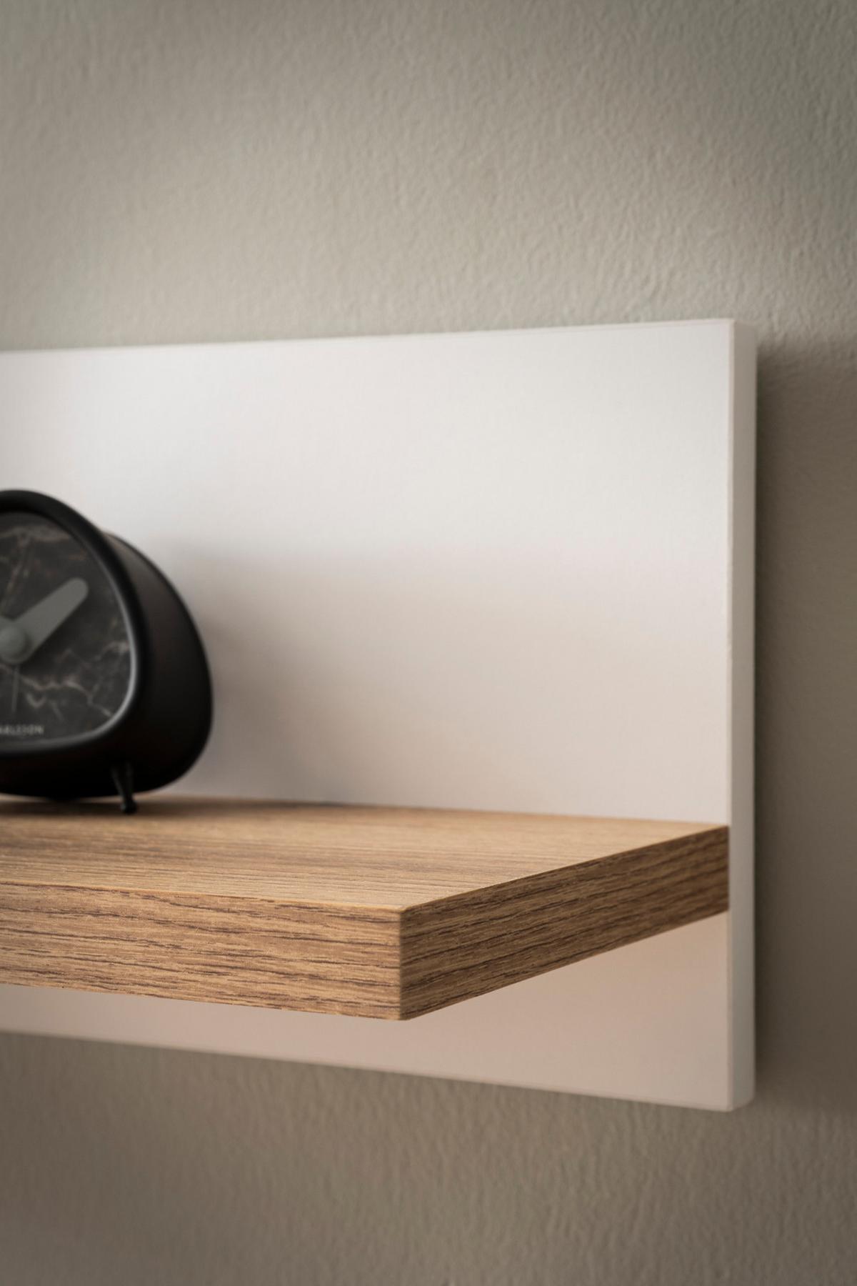 WANDBOARD weiß matt, Evoke Eiche, Wandregal 180 cm - Eichefarben/Weiß, Holzwerkstoff (180/20/20cm) - Furn.Design