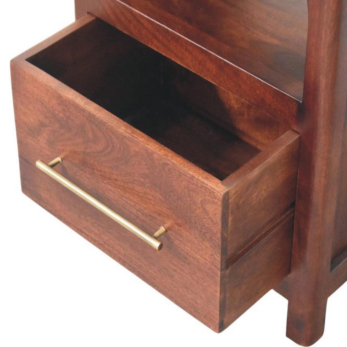 NACHTTISCH mit Wine-Wood-Oak-Finish, 1 Schublade, 1 offene Ablage, dunkelbraun. - Dunkelbraun, Holz/Metall (45/55/35cm) - Artisan Furniture