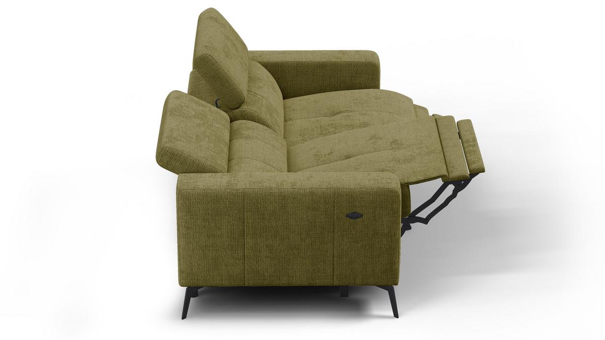 RELAXSOFA MORELLO 3-Sitzer, olive, 2 x Relax Zero Gravity - Olivgrün, Holz/Textil (206/82/103cm) - Wozimo