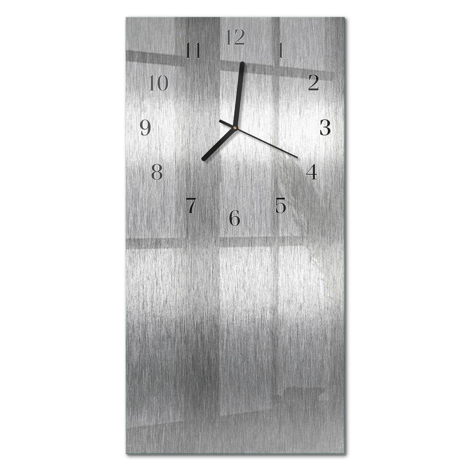 WANDUHR aus Glas 30x60 cm - Stahl - Silberfarben, Glas (30/60/0.4cm) - TULUP