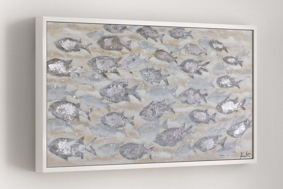 ACRYLBILD HANDGEMALT 120/60 cm - Beige/Grau, Holz/Textil (120/60cm) - KUNSTLOFT
