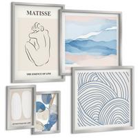 BILDER SET 5er Set - 50x50 cm & 20x30 cm & 40x60 cm Silberner Rahmen - Matisses abstrakte Formen - Silberfarben, Kunststoff (40/60cm) - TULUP