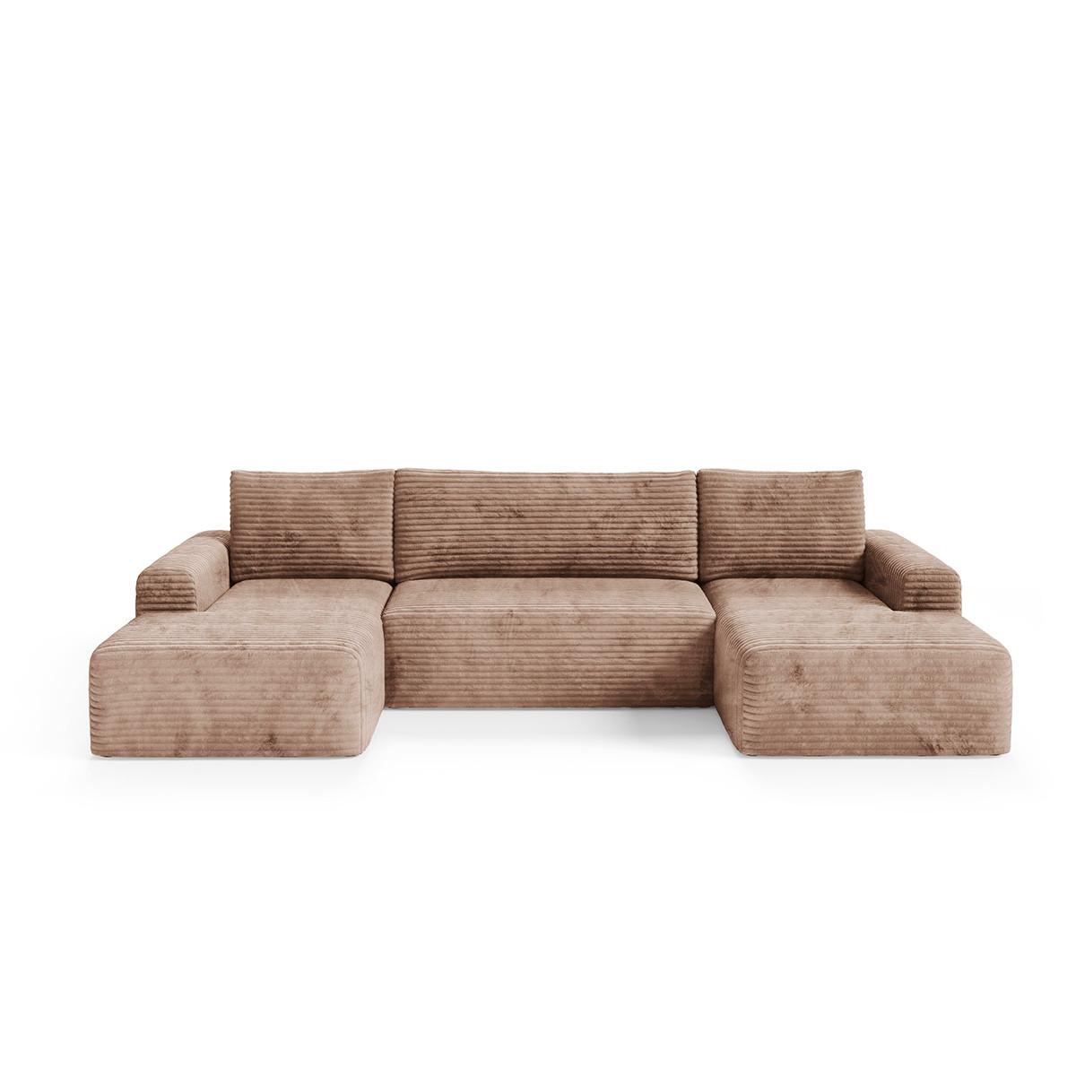 PANORAMASOFA Romeo 5 Sitzplätze Hellbraun - Braun, Holz (345/92/163cm) - Petits-meubles