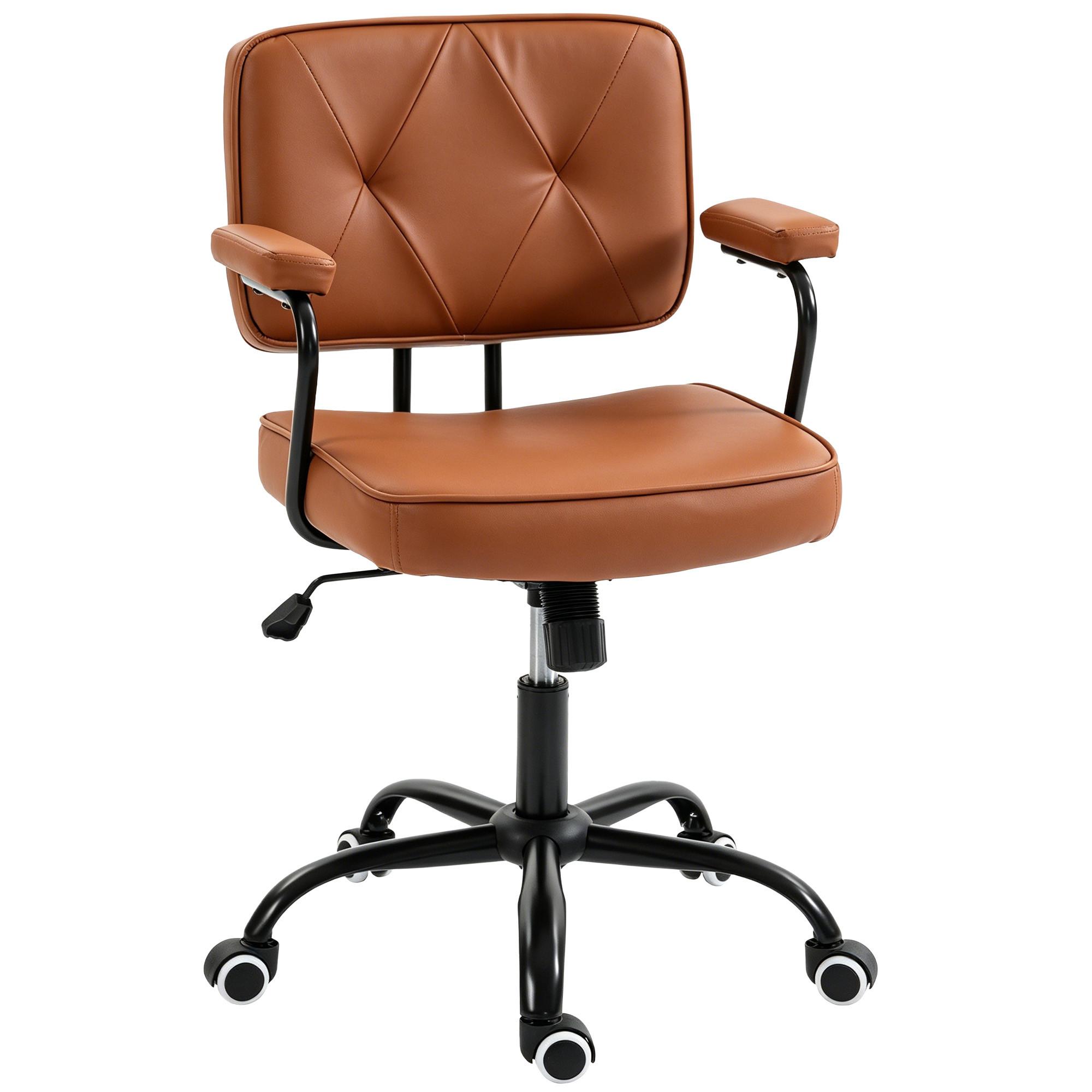 BÜROSTUHL mit Rollen, Drehstuhl, Braun - Braun, Metall (58/91/61cm) - Vinsetto