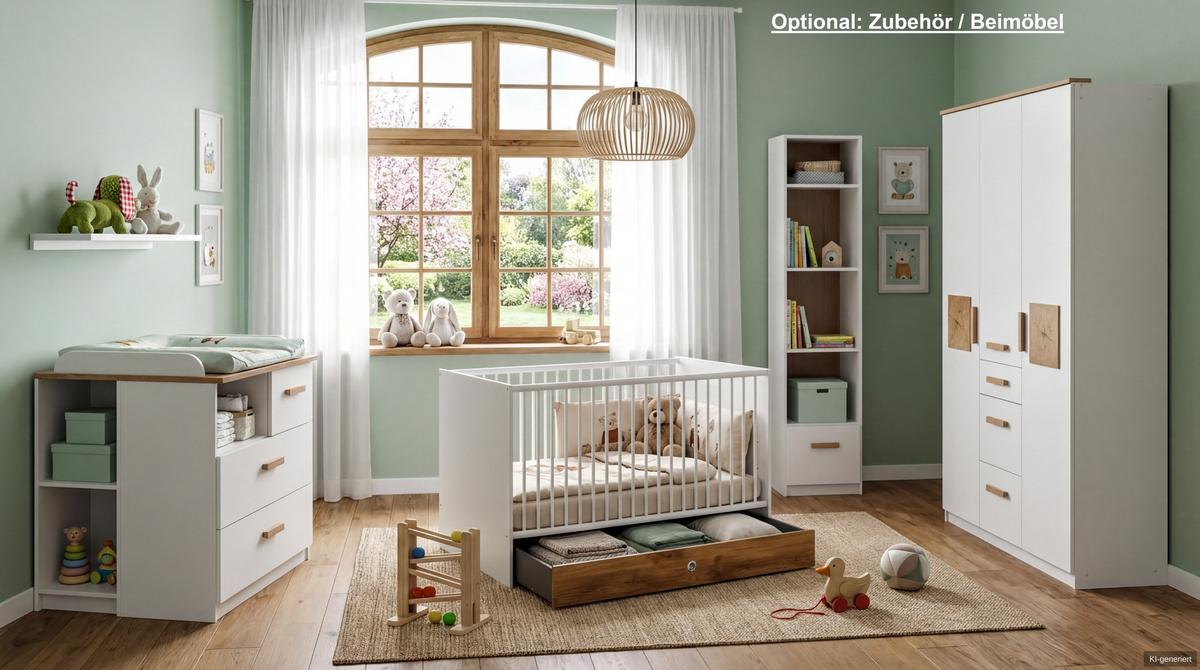 WICKELKOMMODEN-UNTERSCHRANK B34/H83/T38 cm, passend zum Babyzimmer Weiß & Eiche Dekor (22811,22812,22813) / 22814-03 - Weiß, Holzwerkstoff (34/83/38cm) - luma-home
