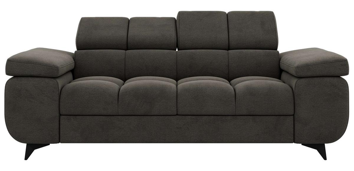2-SITZER SOFA NIDELLO - Dunkelgrau Velvet - Dunkelgrau/Schwarz, Textil/Metall (194/70/97cm) - MKS