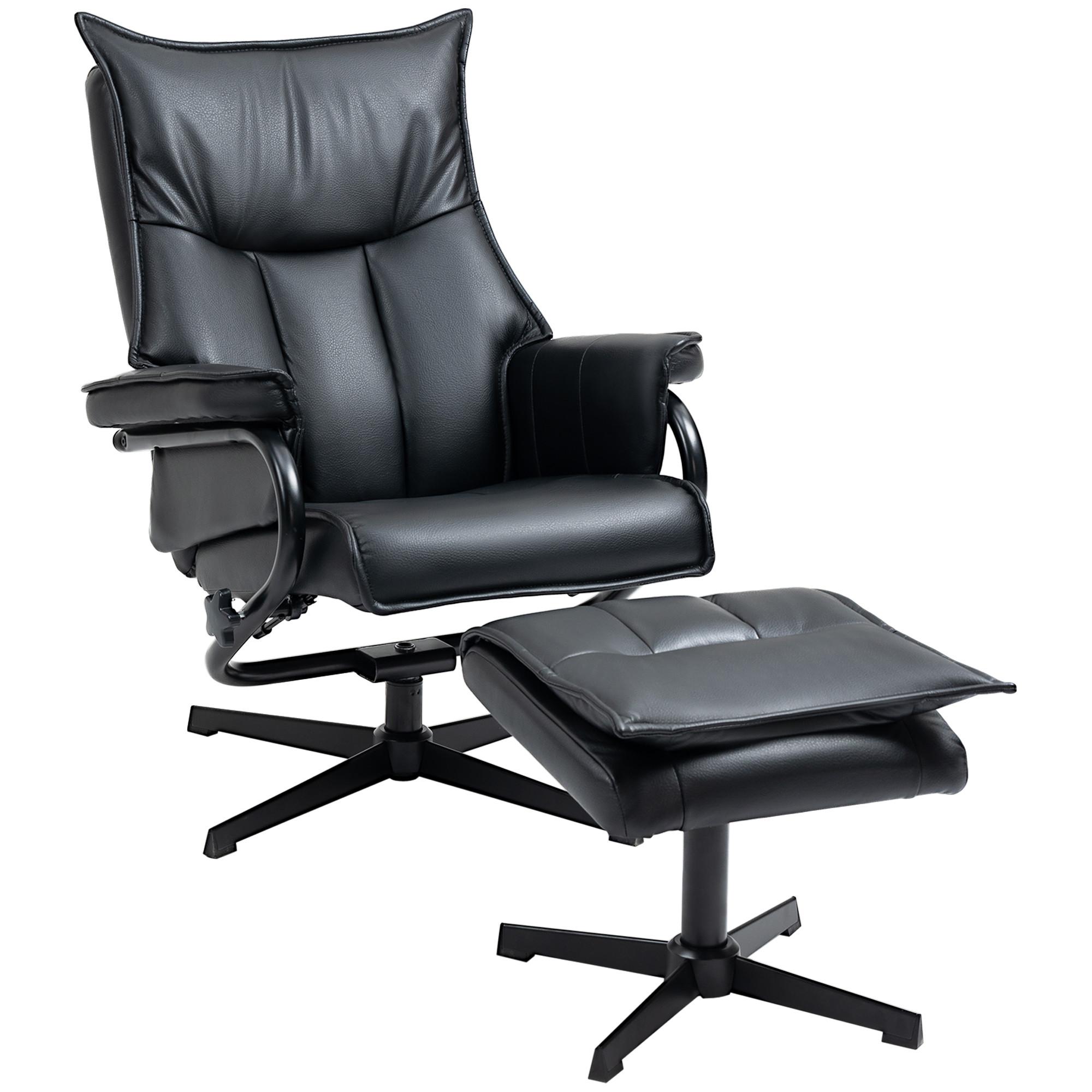 RELAXSESSEL, Kunstleder, Stahl, Schwarz - Schwarz, Kunststoff (84/101/75cm) - HOMCOM
