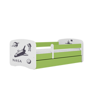 KINDERBETT NASA mit Schublade und Matratze 140/70 - Grün, Holzwerkstoff (70/140cm) - RAUMHIRSCH FURNITURE