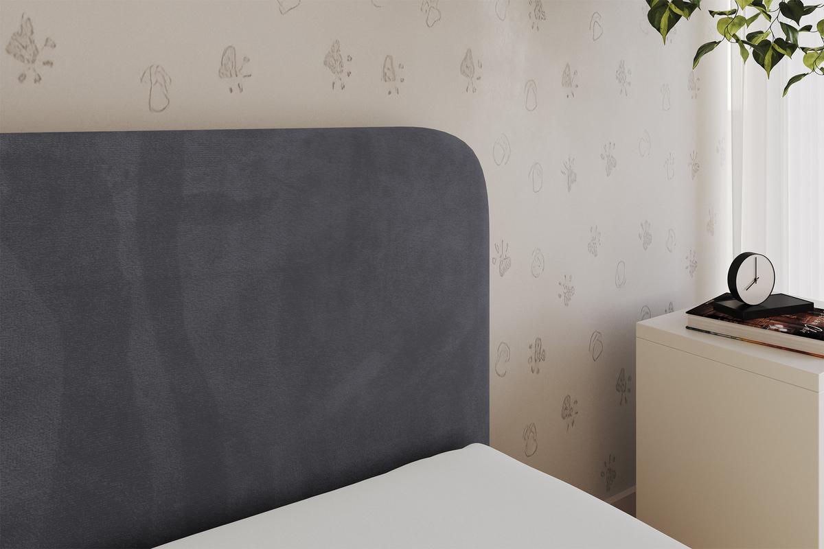 EINZELLBETT Jugendbett mit Bettkasten und Matratze H3/H4, Links - ELSY 80x200 Dunkelgrau - Dunkelgrau, Holzwerkstoff/Textil (80/200cm) - ALTDECOR