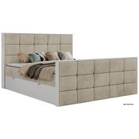 BOXBETT ALVIT DUO 180/200 - Beige Velvet - Topper Visco - H3 - Beige/Schwarz, Kunststoff/Textil (180/200cm) - MKS