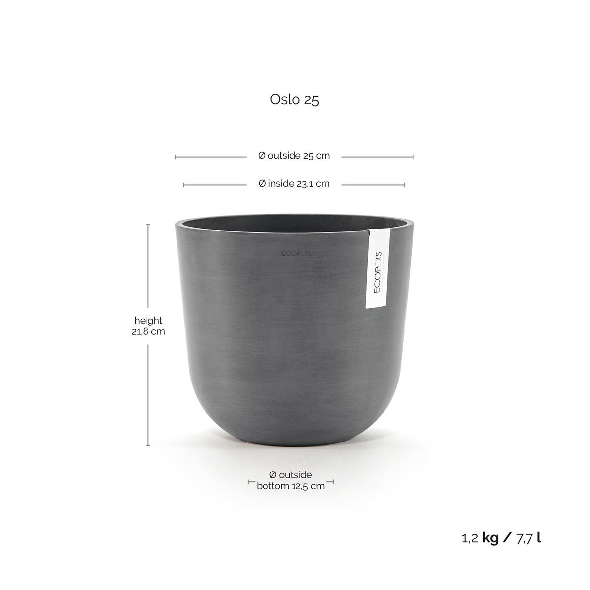 BLUMENTOPF Oslo 25/21,8 cm Grau - Grau, Kunststoff (25/21.8cm) - Ecopots