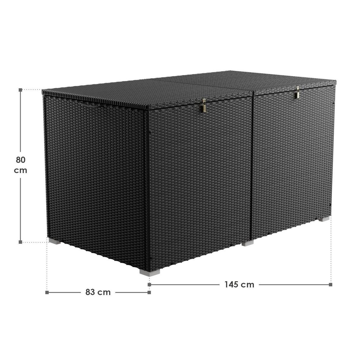 AUFLAGENBOX Ikaria schwarz - Schwarz, Kunststoff (145/80/83cm) - Juskys