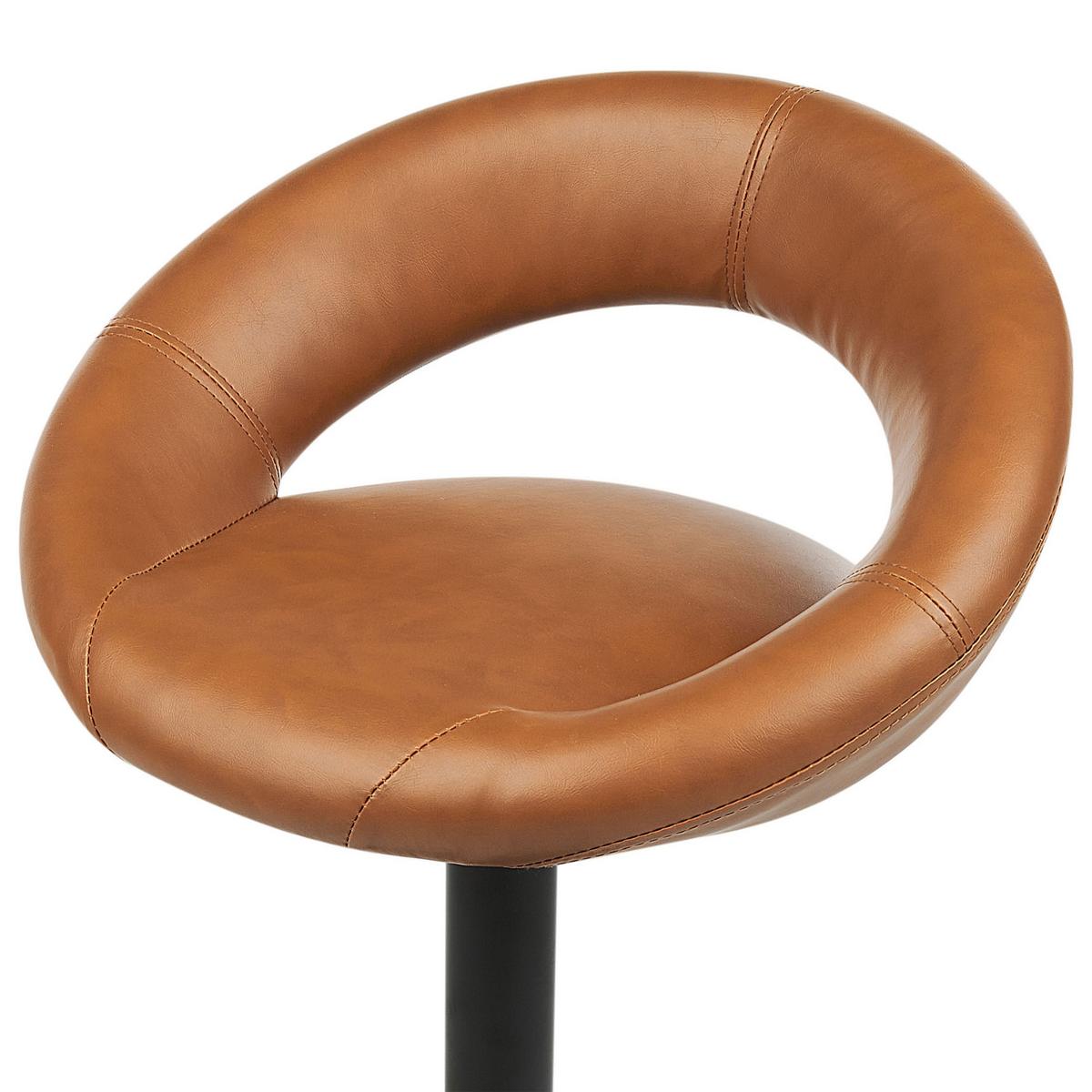 BARHOCKER 2er-Set Kunstleder goldbraun/schwarz höhenverstellbar Peoria - Schwarz/Braun, Kunststoff (53/79/48cm) - Beliani