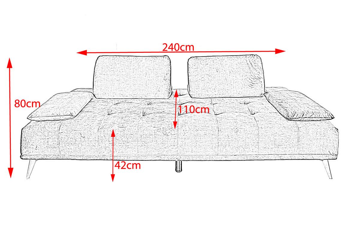 SOFA WIOLO Grün Velvet - Silberfarben/Grün, Textil/Metall (240/80/110cm) - KAWOLA