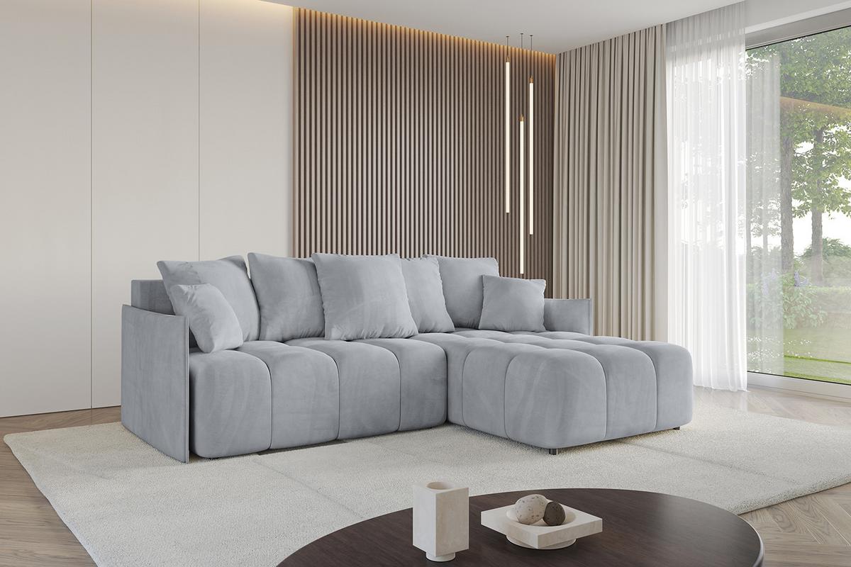 ECKSOFA Ottomane rechts LONLI-L 251x189x68 Titanfarben Velours - Titanfarben, Holzwerkstoff/Kunststoff (189/251cm) - ALTDECOR