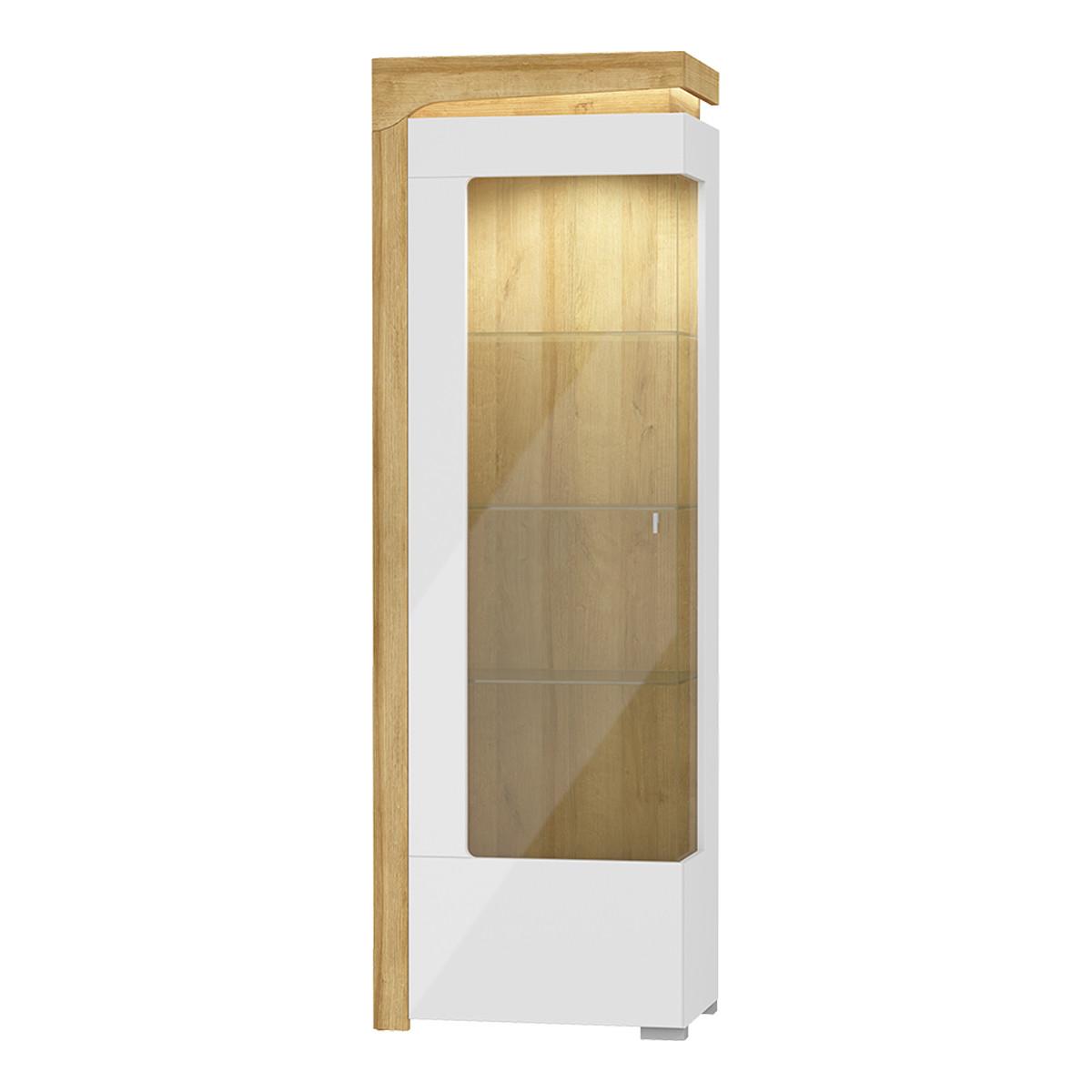 VITRINE Teo Weiß und Holz - Weiß, Holzwerkstoff (64/197/43cm) - Petits-meubles