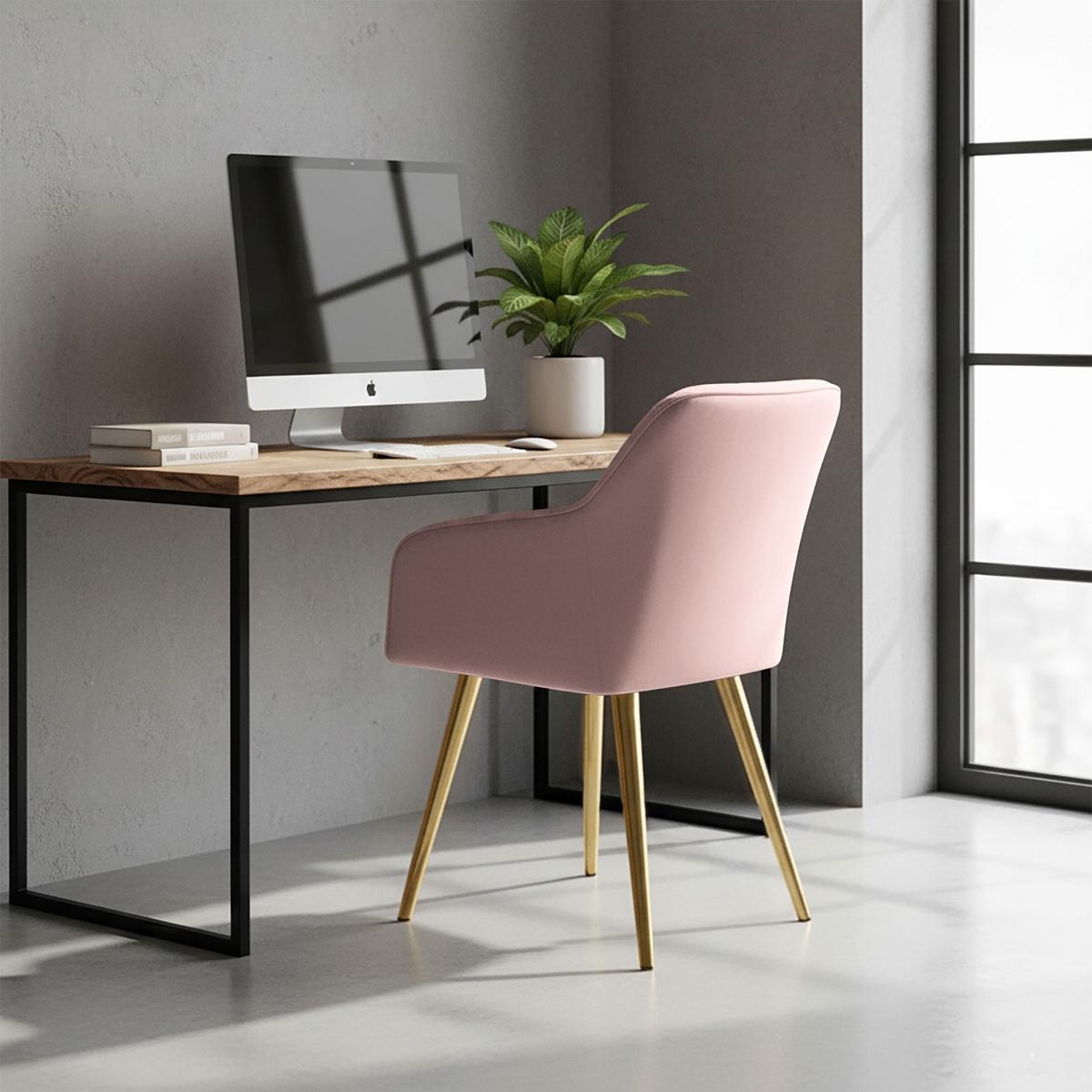 POLSTERSTUHL 6er Set, Metallbeine Rosa, Gold 54,5/82/58 - Rosa, Textil (55/82/52cm) - RAUMHIRSCH FURNITURE