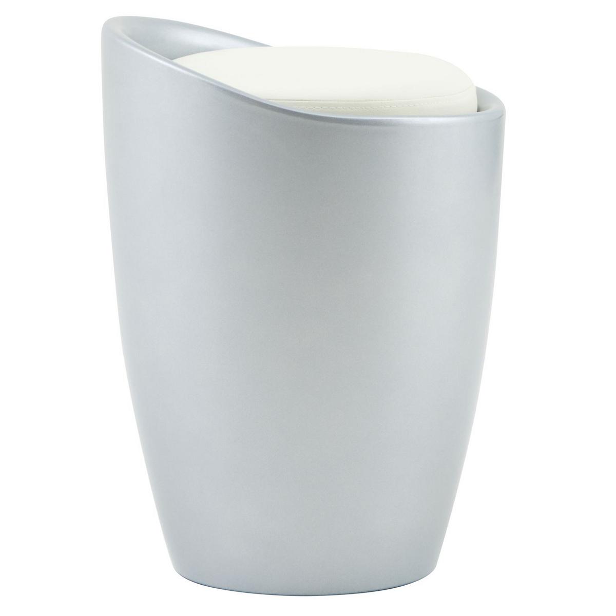 SITZHOCKER DANIEL grau/weiß - Weiß/Grau, Kunststoff/Textil (35/50/35cm) - IDIMEX