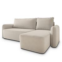 ECKSOFA DOLVER CL Creme Samtstoff mit Schlaffunktion - Creme, Holzwerkstoff/Textil (238/156cm) - MASSENO
