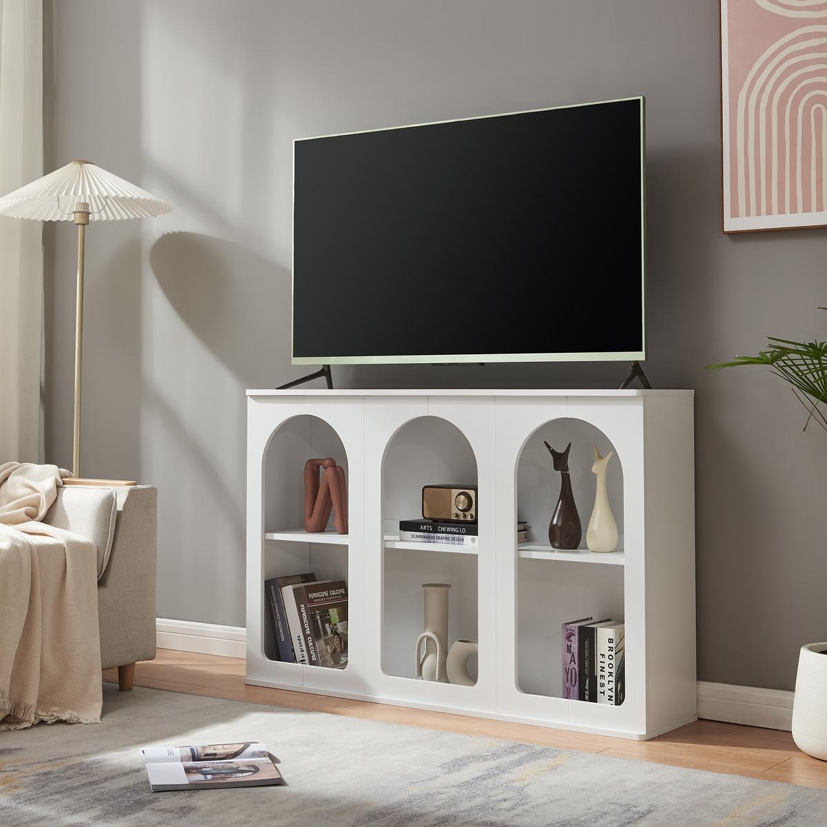 SIDEBOARD Trorhun - Weiß, Holzwerkstoff (30/80/120cm) - [en.casa]