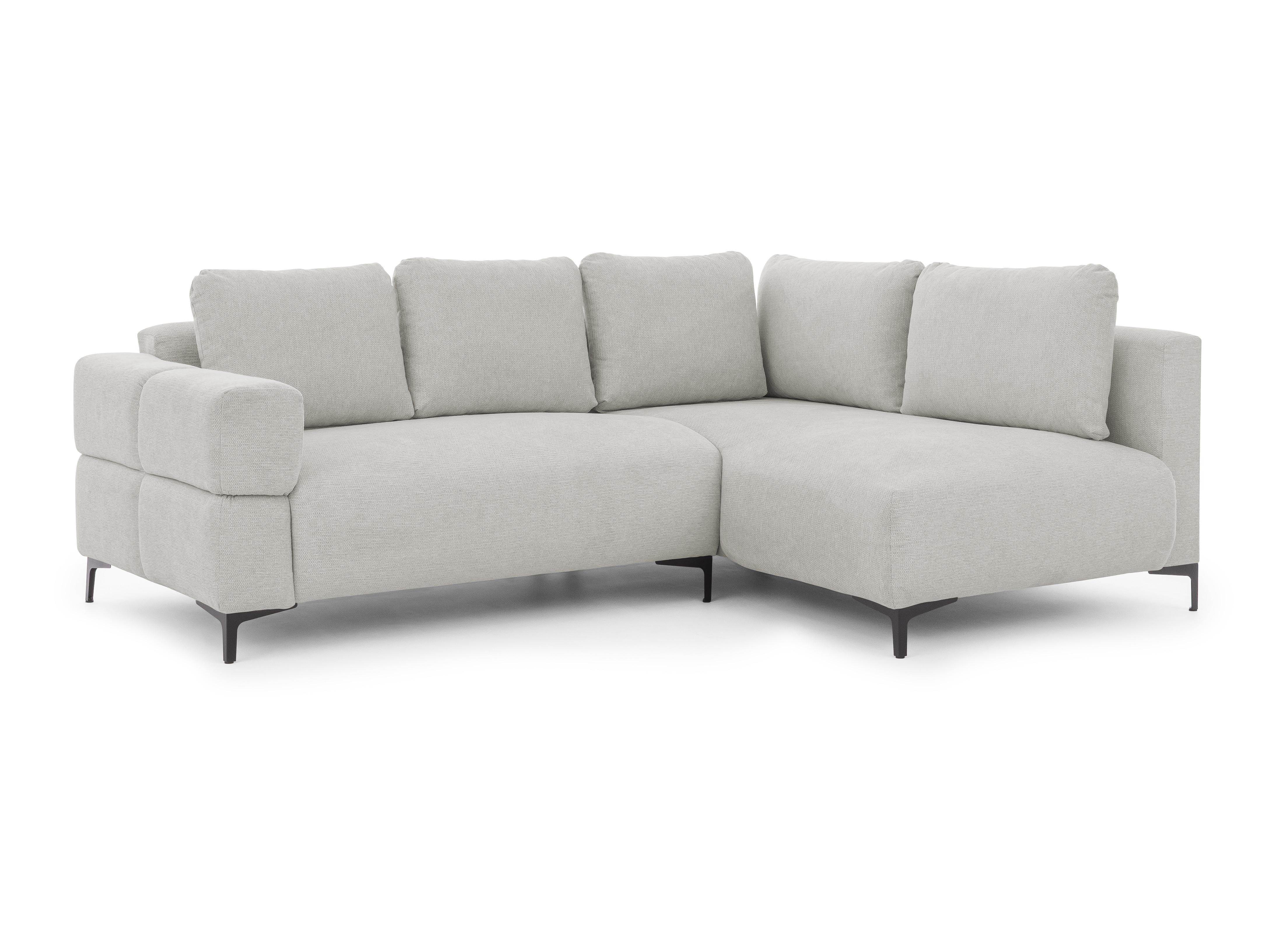 ECKSOFA Cardea in Bubble-Optik aus weichem Hellgrau Strukturstoff mit hohem Sitzkomfort - Ottomane rechts - Hellgrau/Schwarz, Holz/Textil (230/170cm) - S-Style Möbel