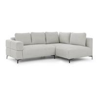 ECKSOFA Cardea in Bubble-Optik aus weichem Hellgrau Strukturstoff mit hohem Sitzkomfort - Ottomane rechts - Hellgrau/Schwarz, Holz/Textil (230/170cm) - S-Style Möbel