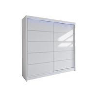 SCHWEBETÜRENSCHRANK Talin IV, mit RGB LED Beleuchtung - Silberfarben/Weiß, Holzwerkstoff/Metall (180/215/58cm) - MIRJAN24