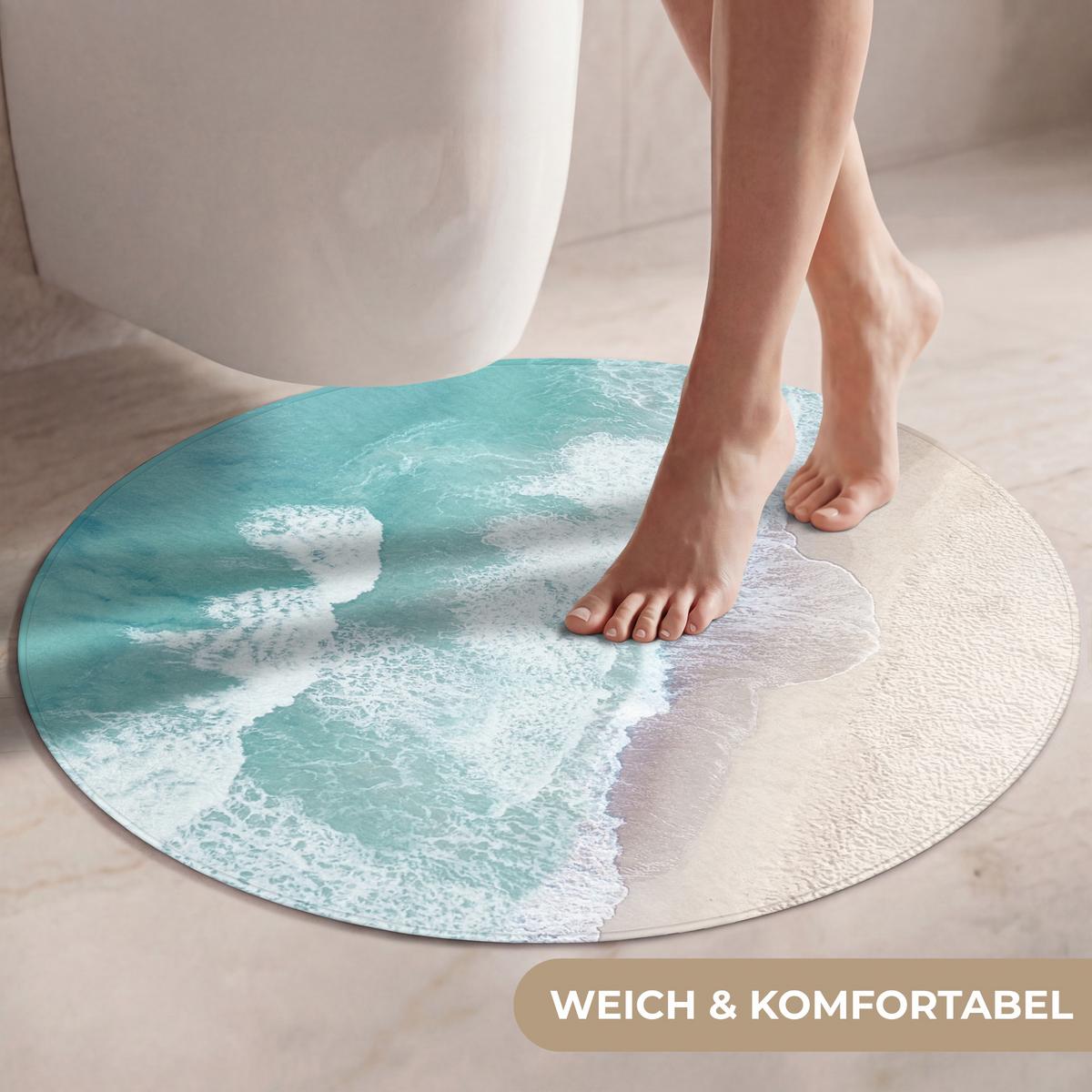WC-VORLEGER Strand - Meer - Natur - Sommer Toilettenteppich 70x70 cm - Türkis, Textil (70/1cm) - OnlyWow