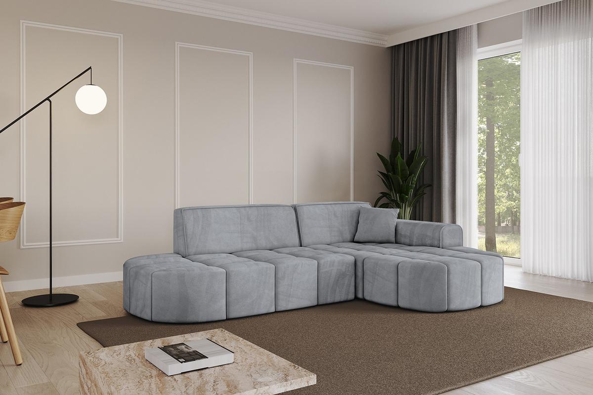 ECKSOFA Ottomane Rechts LIVO-L1 - 252x173x79,5 cm Hellgrau - Grau, Holzwerkstoff/Textil (252/173cm) - ALTDECOR
