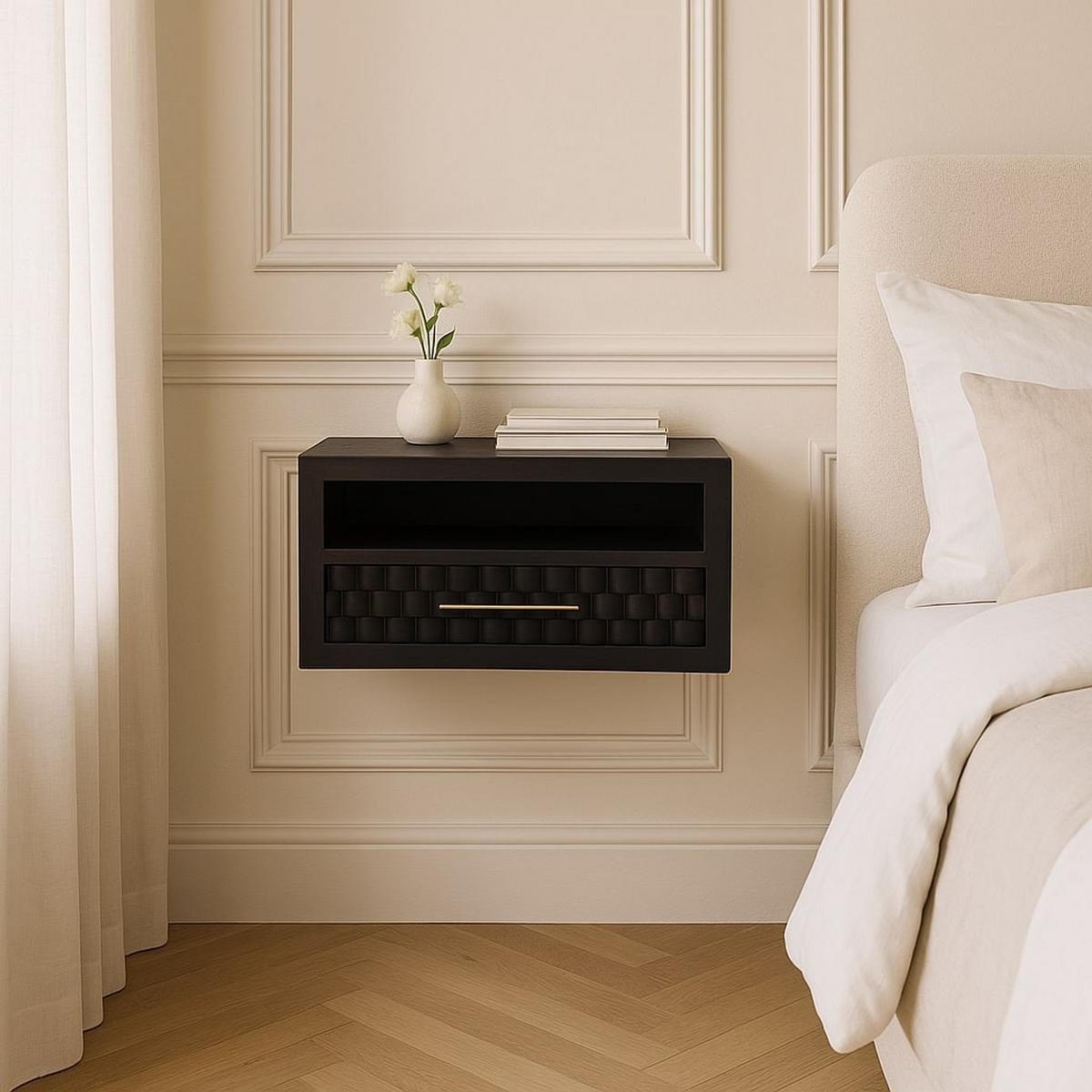 NACHTTISCH Rich-Velvet-Mocha-Finish, 1 Schublade, 1 offenes Fach, Dunkelbraun - Dunkelbraun, Holz (32/25/45cm) - Artisan Furniture