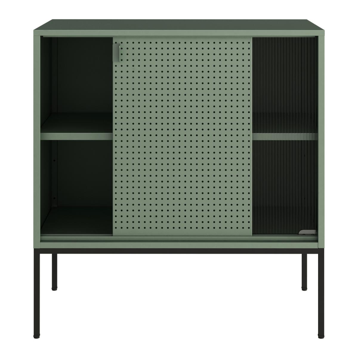 SIDEBOARD Eidsvoll - Schwarz/Grün, Metall (80/85/45cm) - [en.casa]