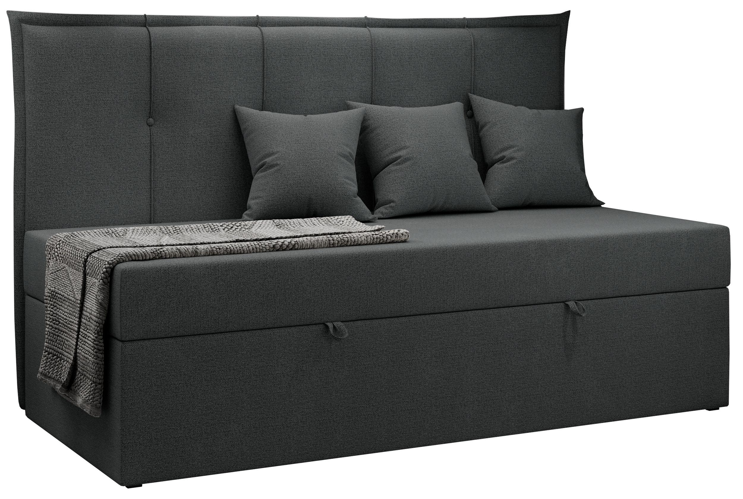 BOXBETT BANCO 90/200 Dunkelgrau Struktur - H3 - Dunkelgrau, Holz/Textil (90/200cm) - MKS