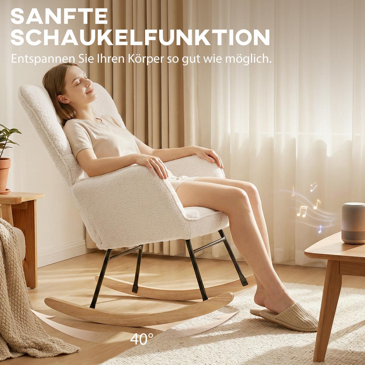 SCHAUKELSTUHL Sessel Relaxsessel bis 120 kg, Polyester, Beige 98x71x101cm - Champagner/Beige, Buchenholz/Textil (98/101/71cm) - HOMCOM