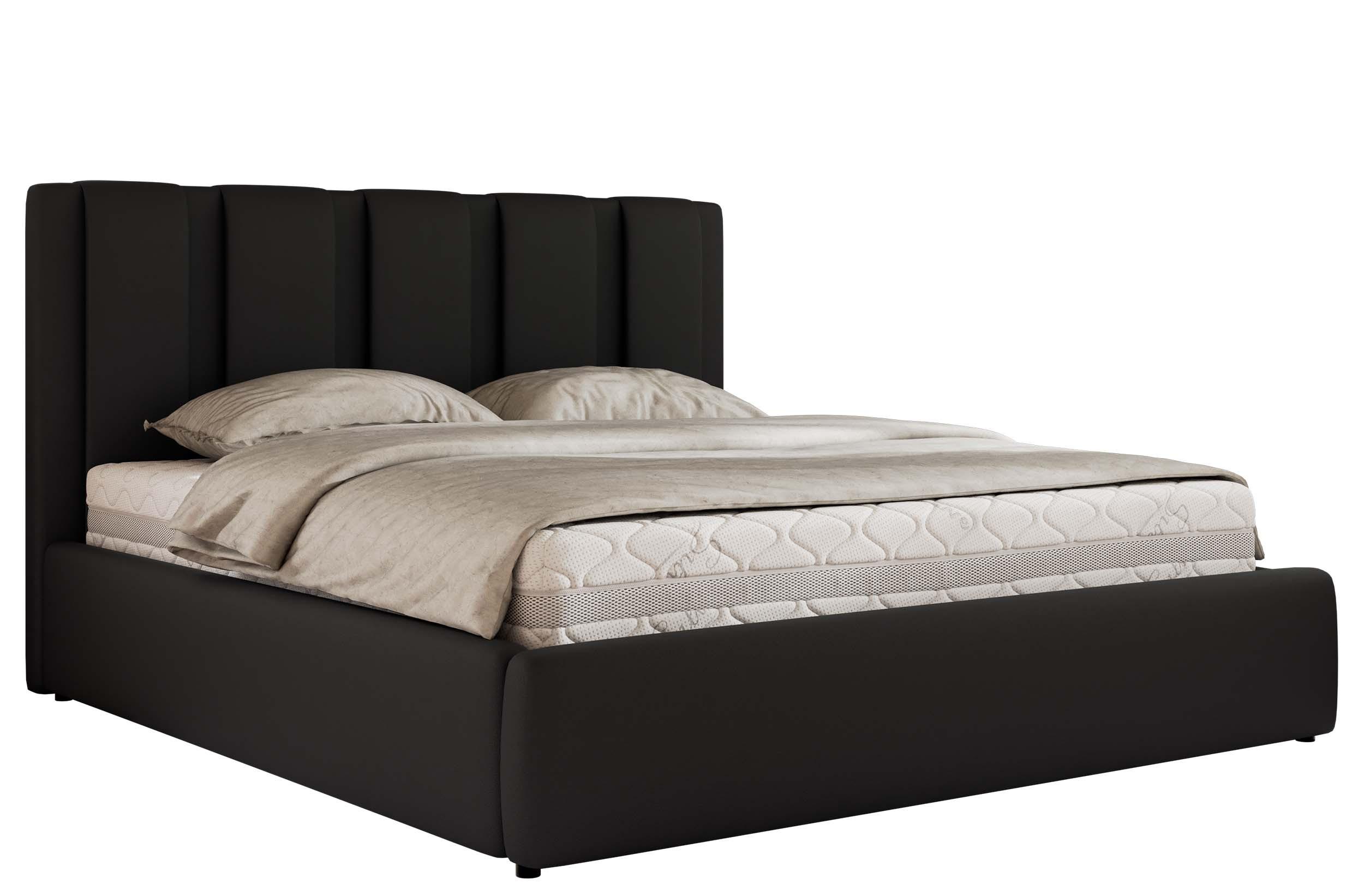 POLSTERBETT SAVINO CLASSIC 180/200 - Schwarz Kunstleder - Schaum-Matratze - Schwarz, Textil (180/200cm) - MKS