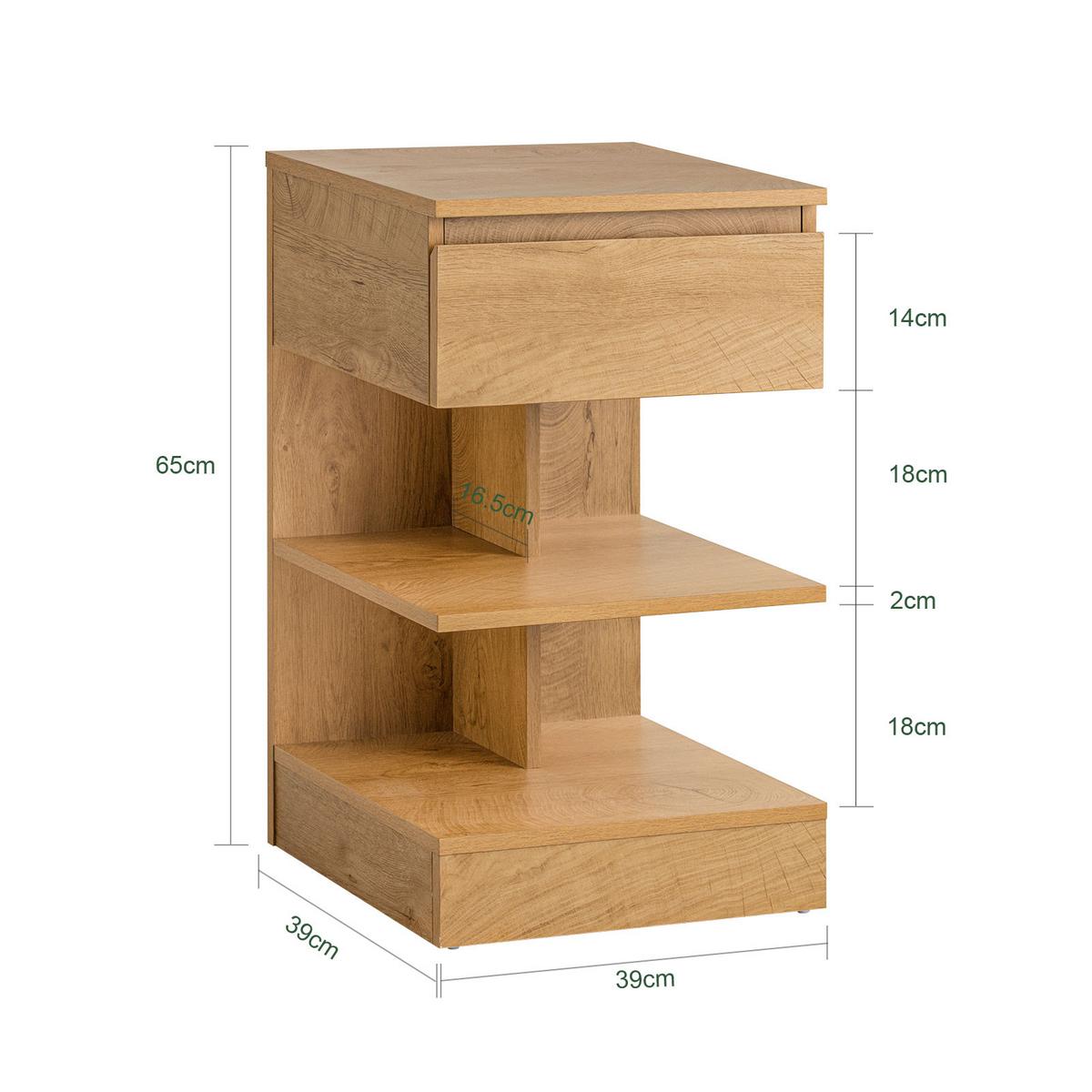 NACHTTISCH 2er Set, Beistelltisch Natur 39x39x65 cm - Naturfarben, Holzwerkstoff (39/65/39cm) - SoBuy